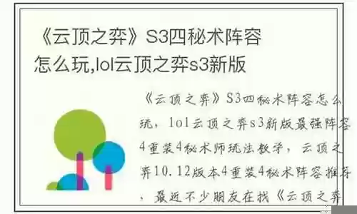 秘术最强阵容插图